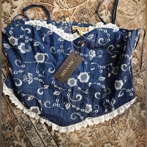 Shyanne Navy Floral Lace Corset